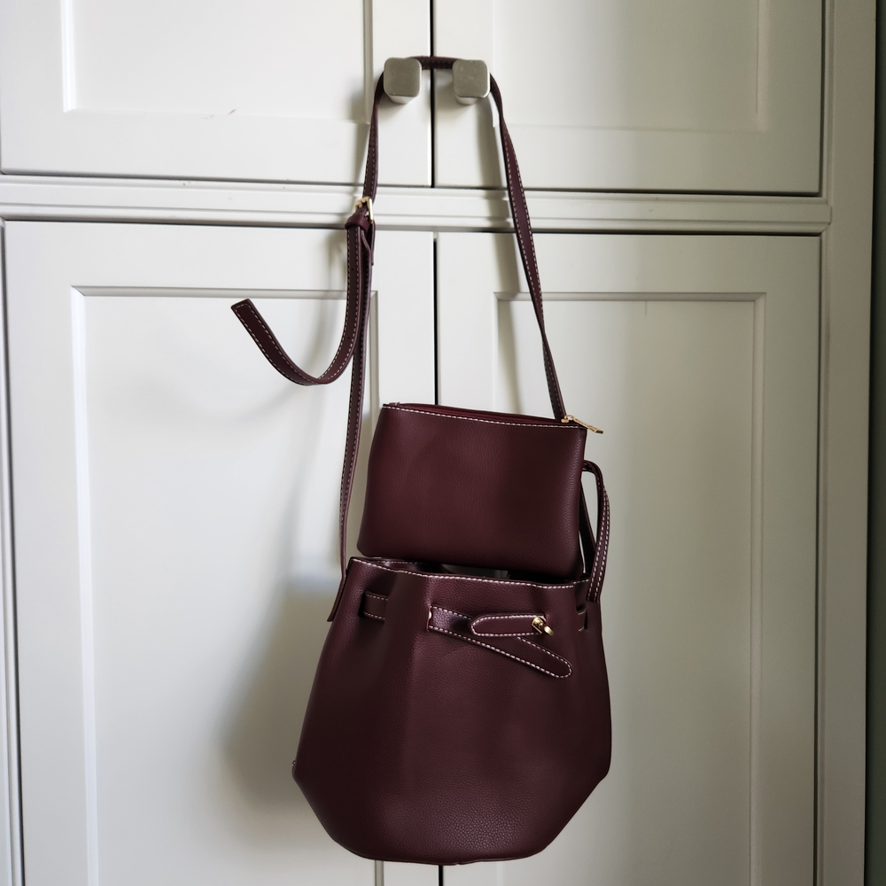 Chic Burgundy Crossbody Bag Set